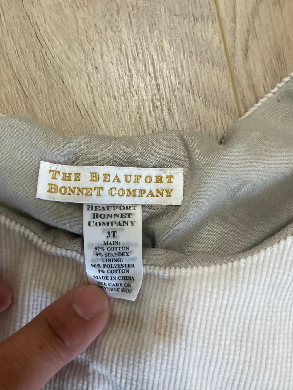 The Beaufort Bonnet Company Cream Corduroy Shortall Romper (3T)